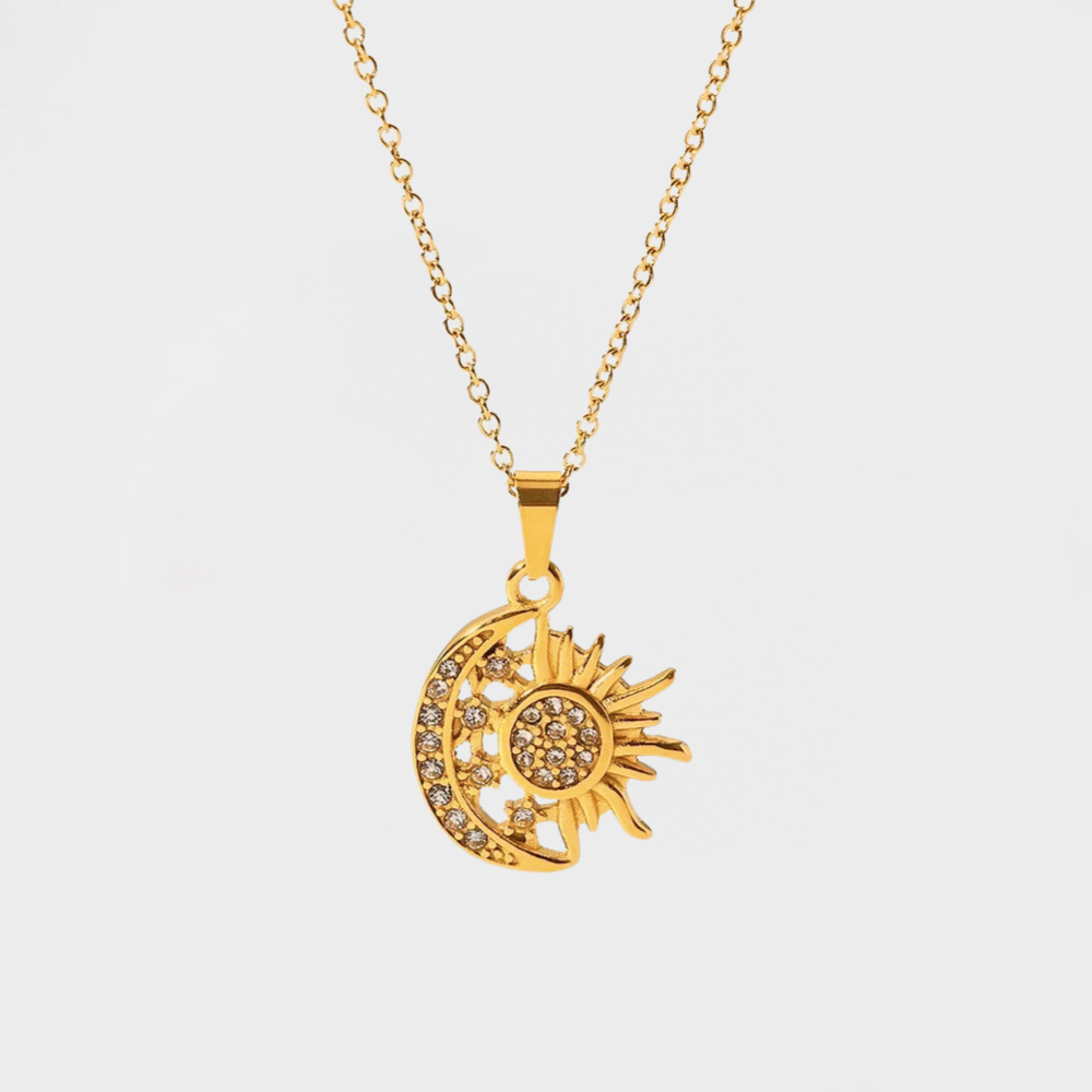 Sun Moon Harmony Necklace-Discover the allure of our Golden Sun Moon And Stars Necklace. Elevate your style with this celestial piece. Shop now and shine bright like the stars! ✔-Dazzledvenus