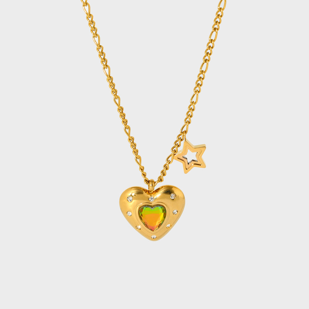 Heart Pendant & Star Charm Necklace--Dazzledvenus