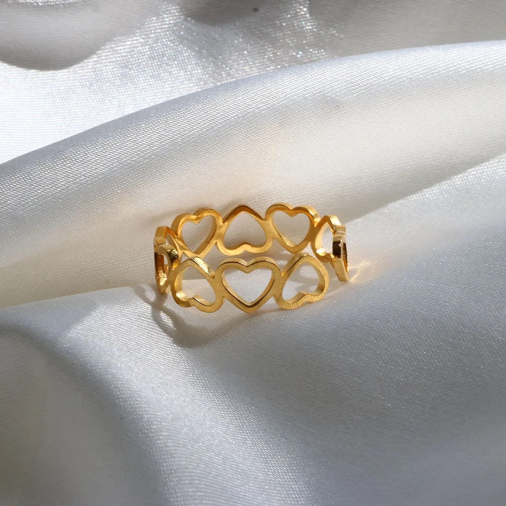 Hollow Heart Romantic Love Adjustable Ring--Dazzledvenus