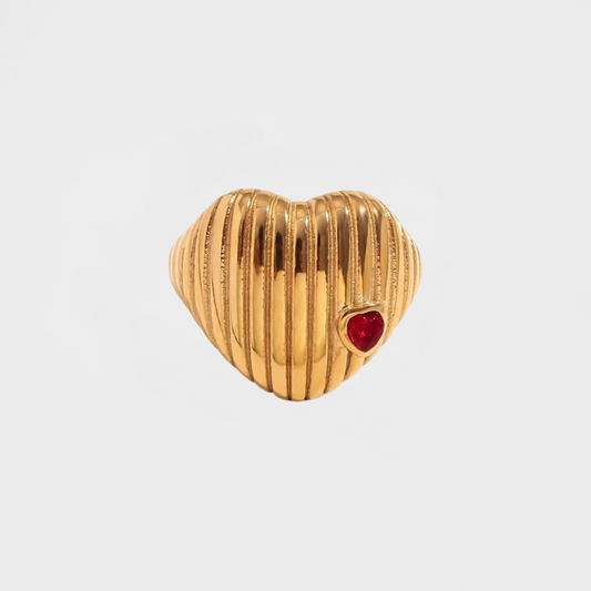 Chunky Ruby Heart Ring--Dazzledvenus