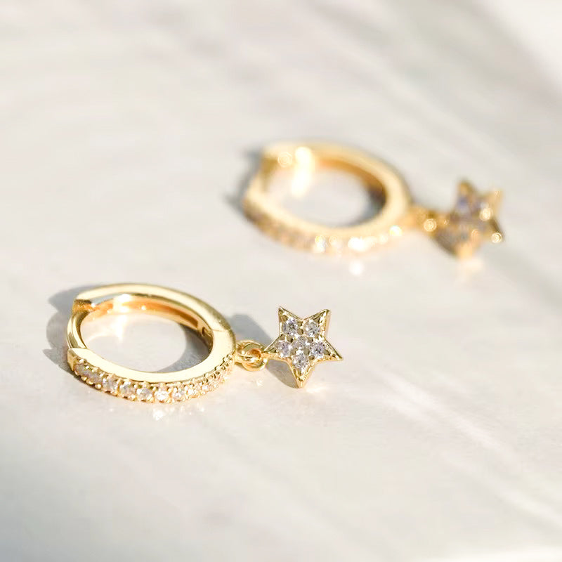 Star Huggie Hoop Earring-Dazzledvenus