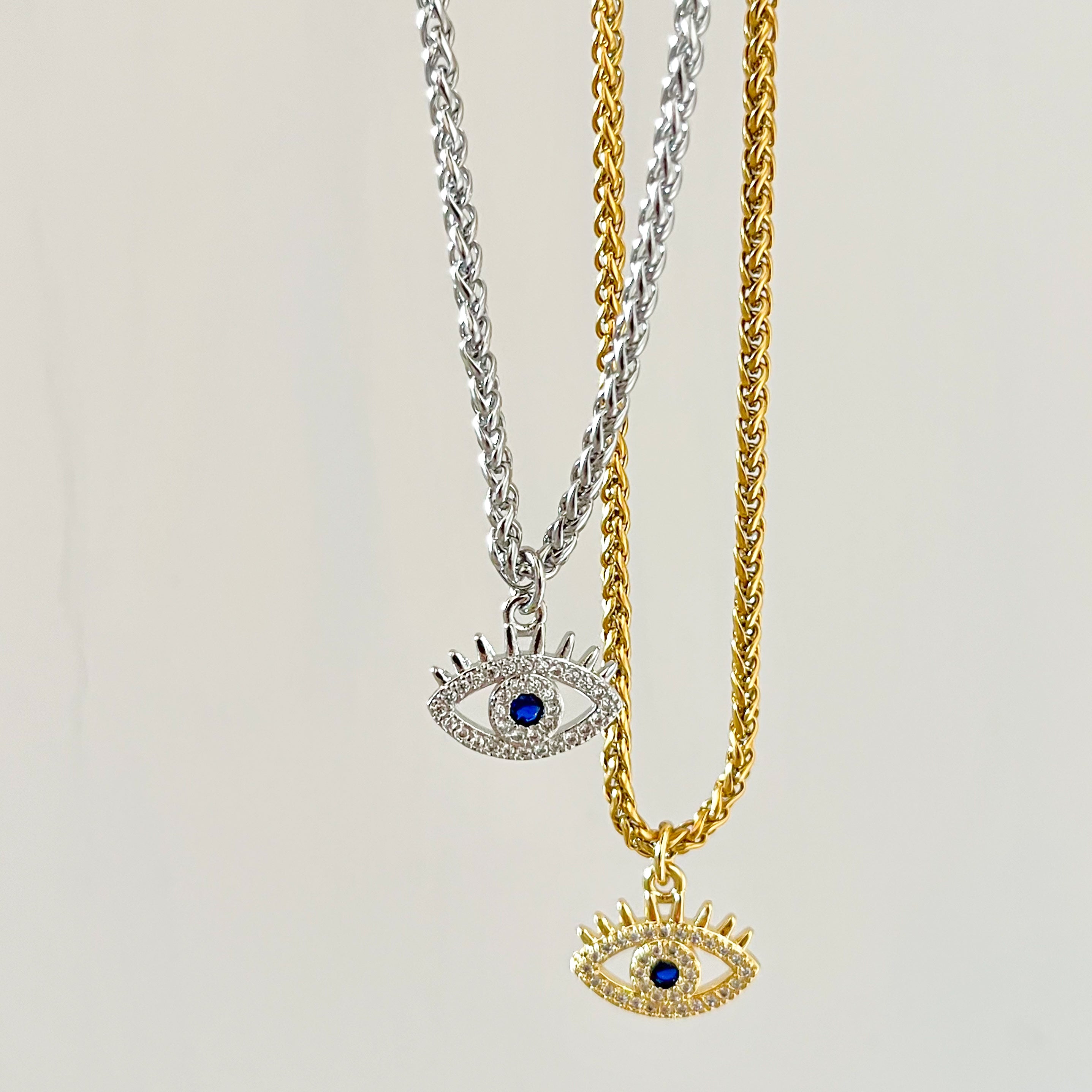 Caprice Evil Eye Necklace-Explore our elegant Balance Beam T-Bar Chain Necklace collection. Enhance your style with our sophisticated designs. Order now for timeless elegance! 🏆-Dazzledvenus