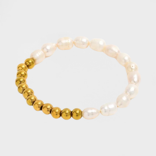 Pearl & Bead Stretchable Bracelet--Dazzledvenus