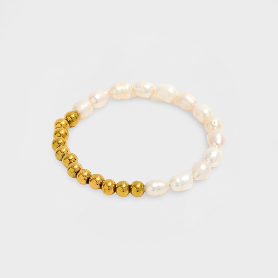 Pearl & Bead Stretchable Bracelet--Dazzledvenus