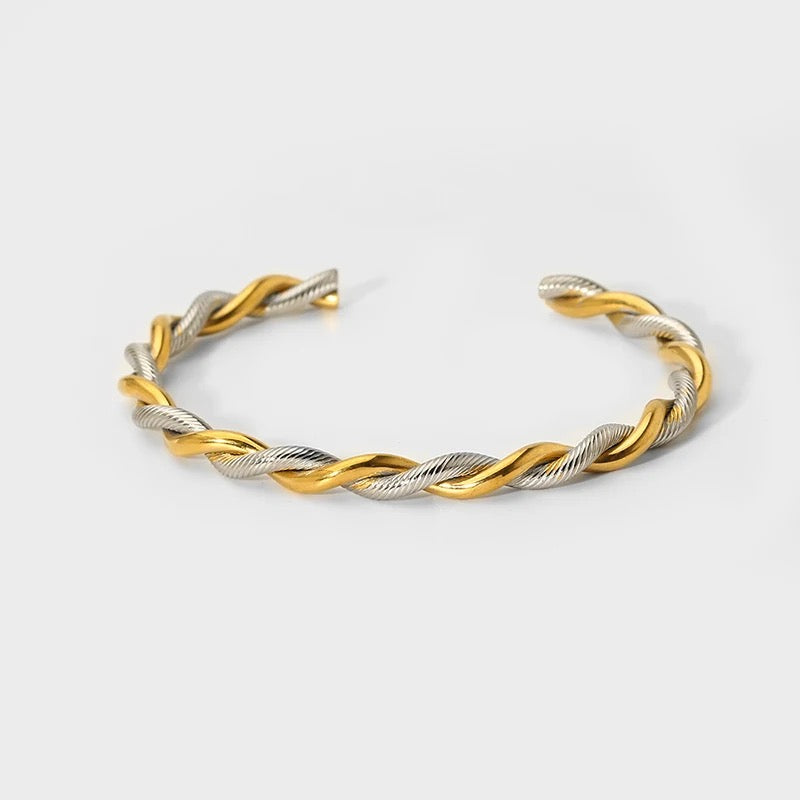 Two Tone Rope Cuff Bangle--Dazzledvenus