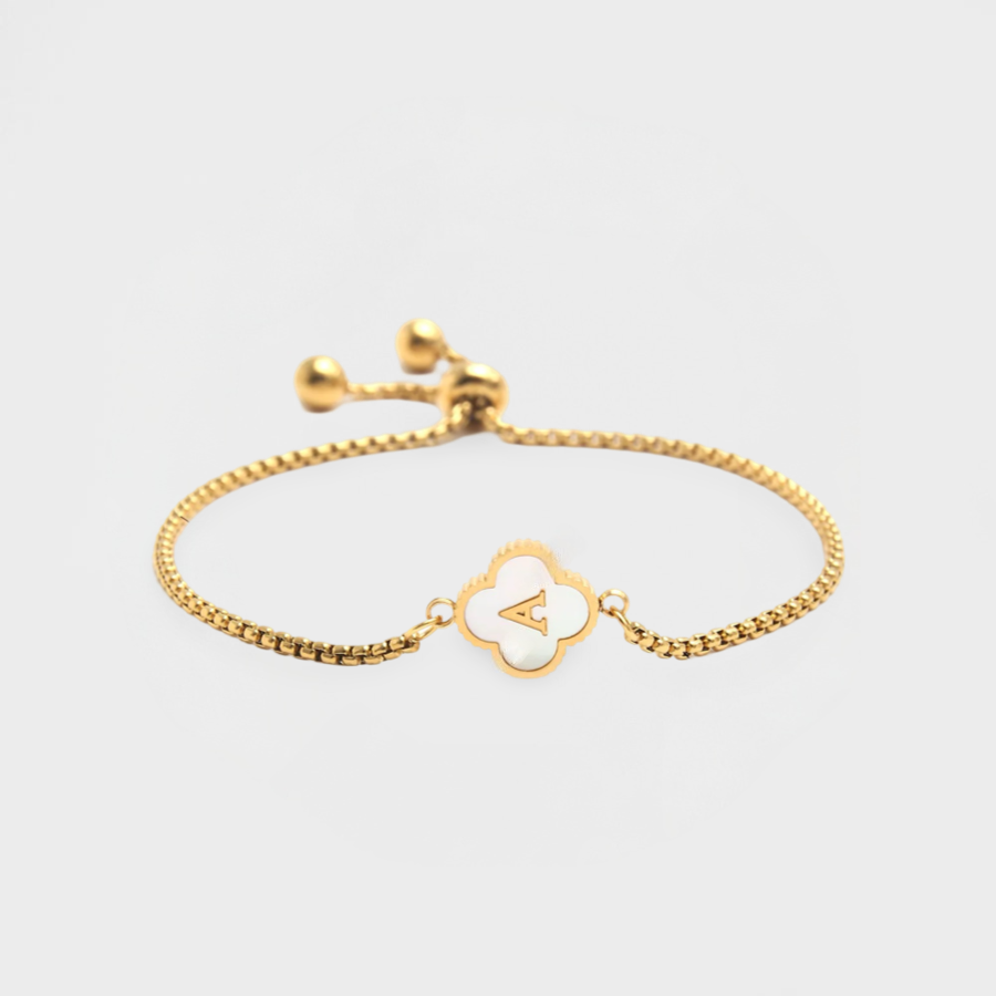 Four Leaf Clover Initial Bracelet--Dazzledvenus