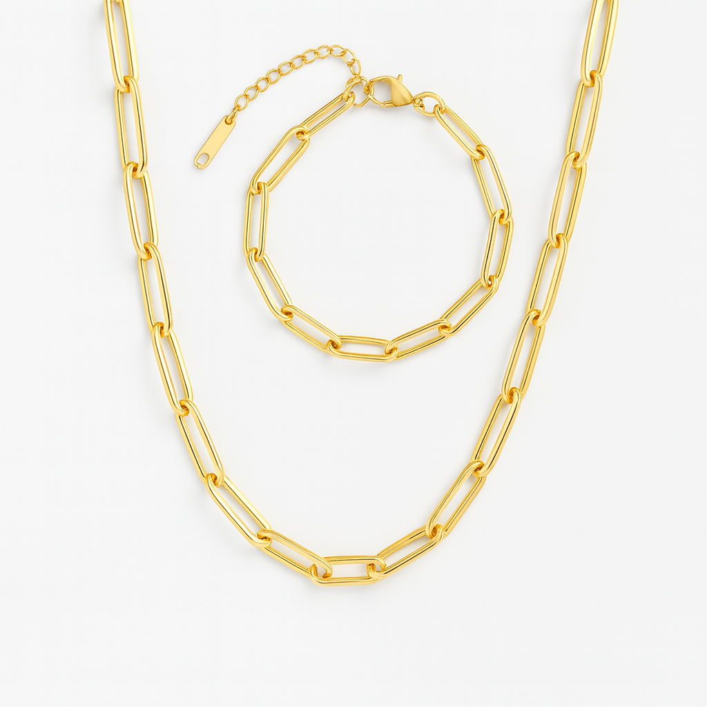 Prime Paperclip Necklace Set-Purchase stylish Twisted Herring Bone Necklace. Explore our online collection for trendy accessories reflecting the charm of the Emerald Isle. Order yours now!-Dazzledvenus