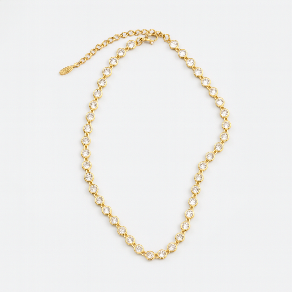 Willow Bezel Tennis Necklace-Express your style and affection with a love choker necklace. Purchase now from our collection, reflecting your unique taste and personality. Shop now! ✨-Dazzledvenus