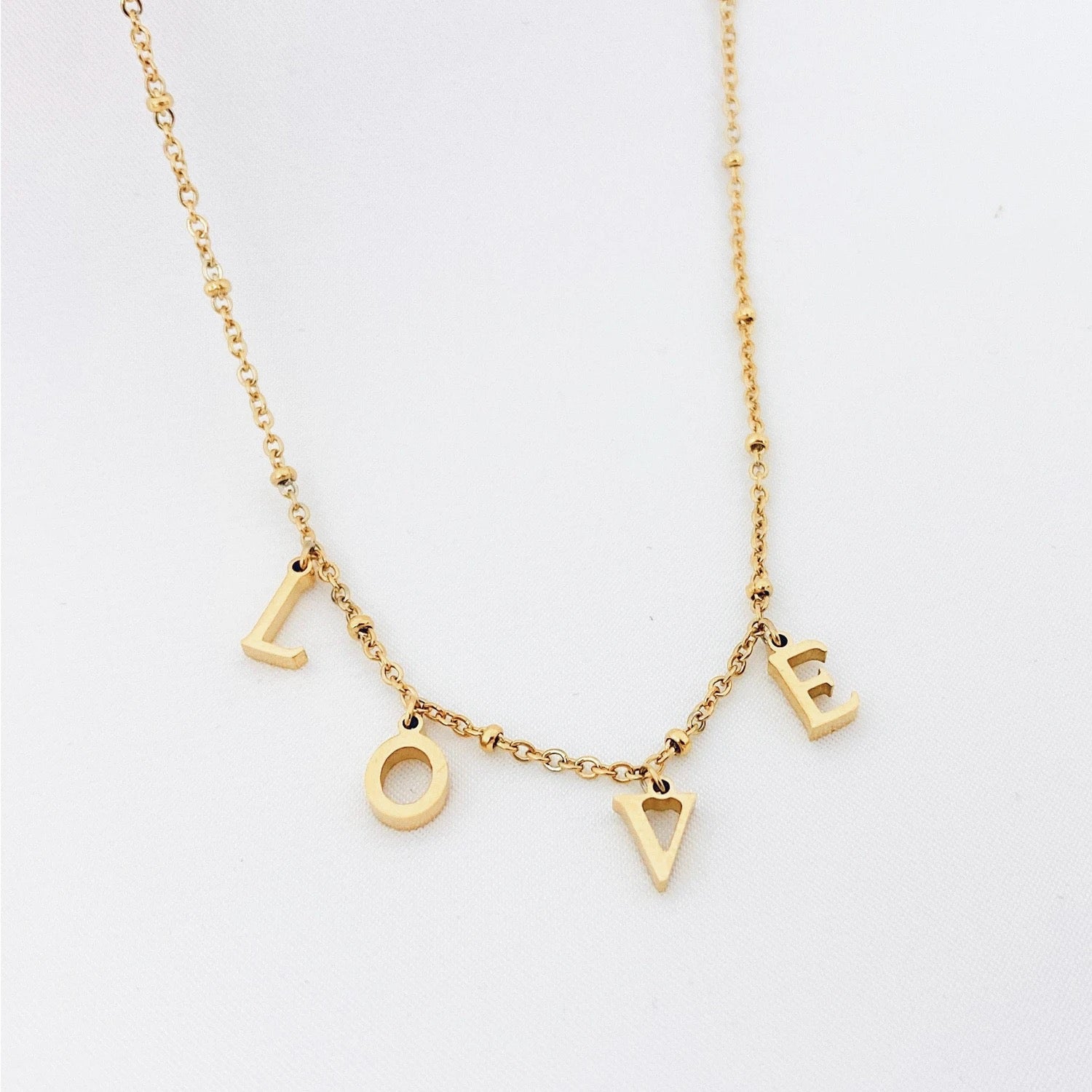 Love Initials Ball Chain Necklace--Dazzledvenus