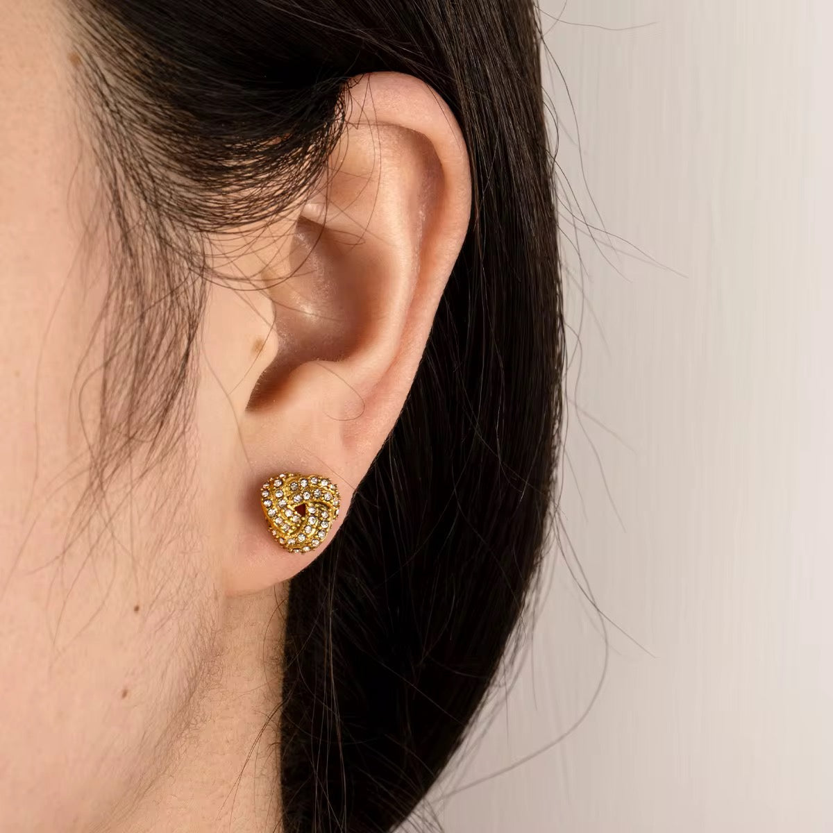 Lotus Pavé Stud Earring-Dazzledvenus