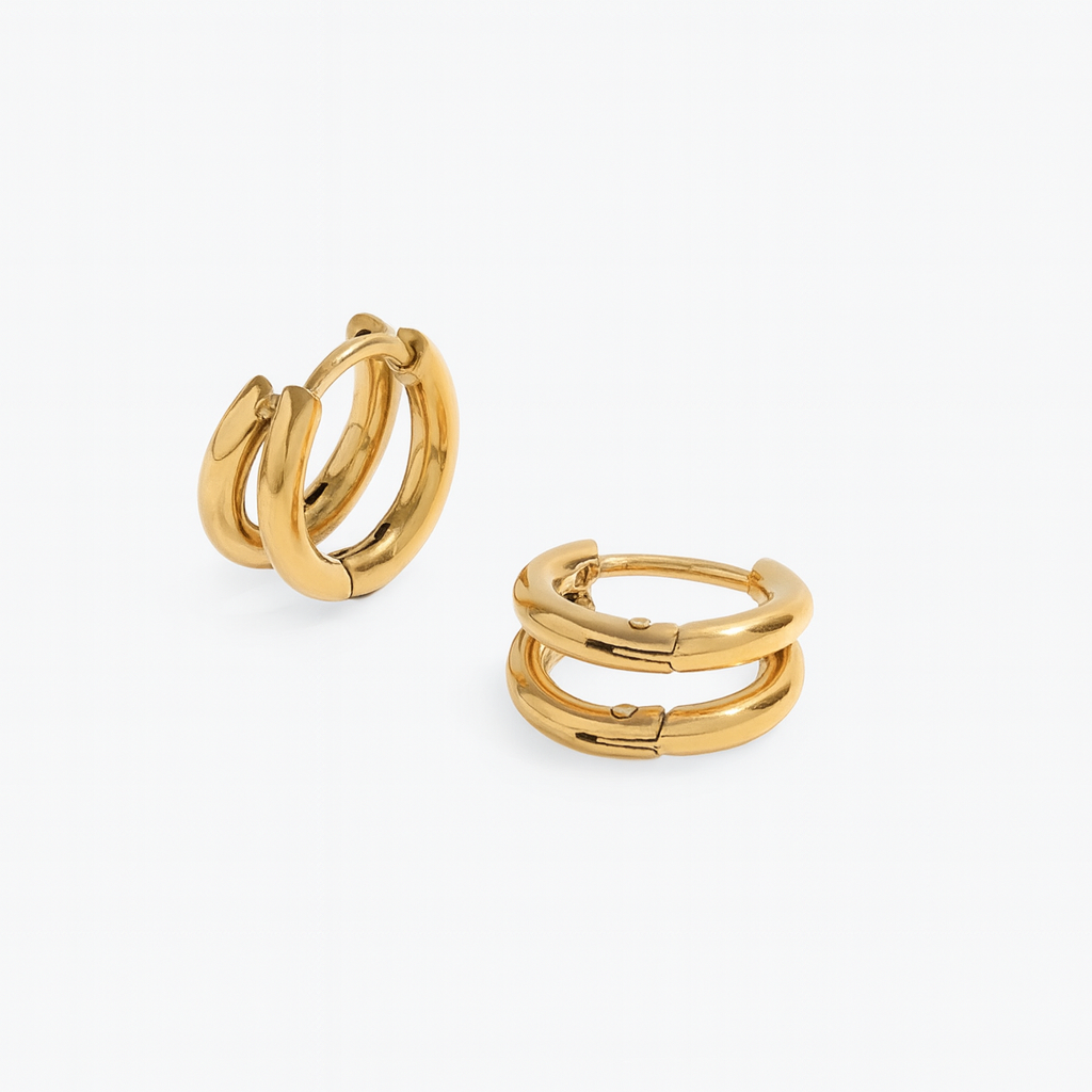 Duo Bar Huggie Hoop Earring-Dazzledvenus