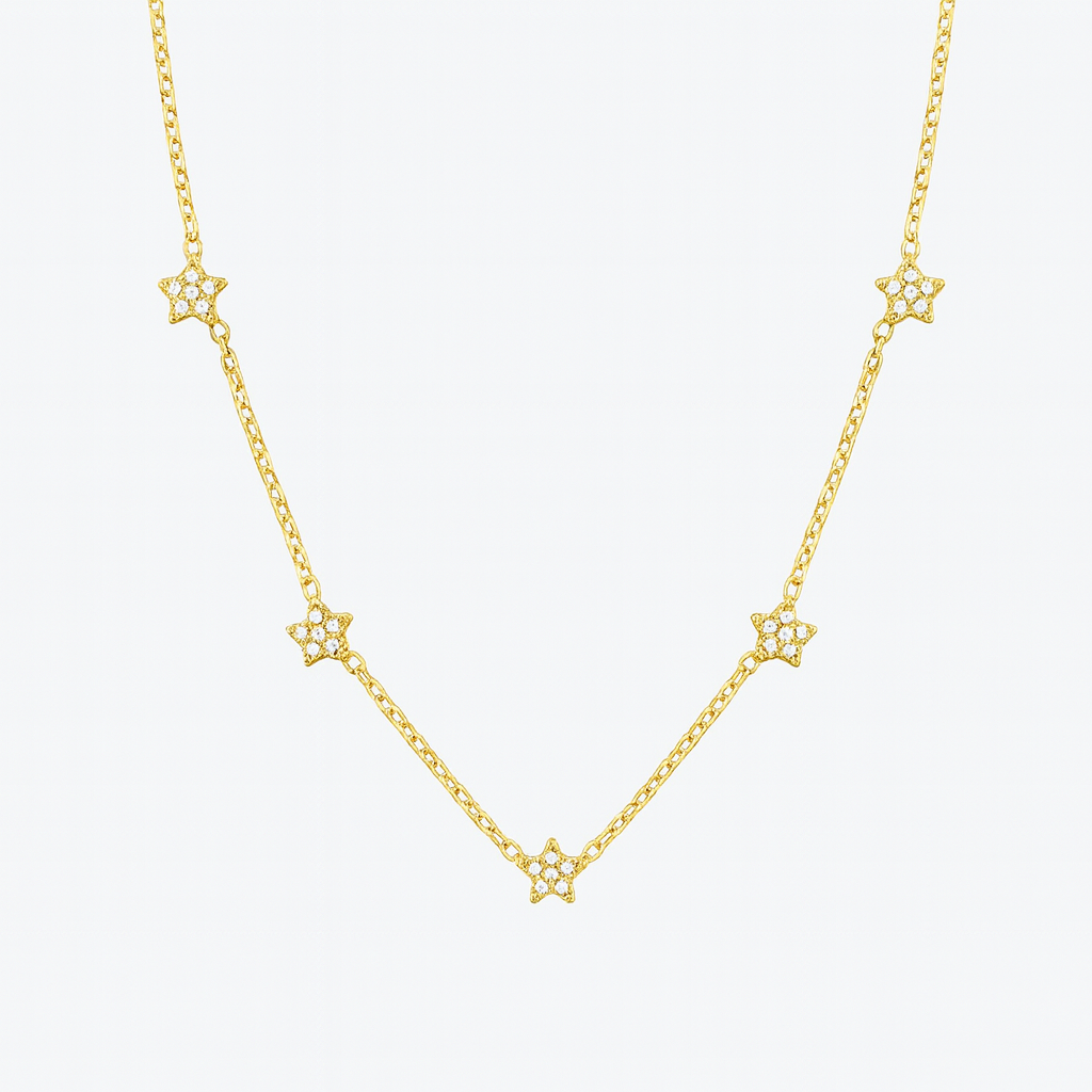 Delicate Star Shine Necklace-Purchase stylish Twisted Herring Bone Necklace. Explore our online collection for trendy accessories reflecting the charm of the Emerald Isle. Order yours now!-Dazzledvenus