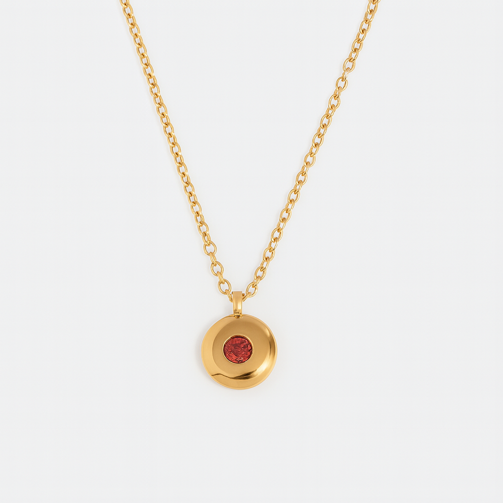 Mini Disc Birthstone Necklace-Dazzledvenus
