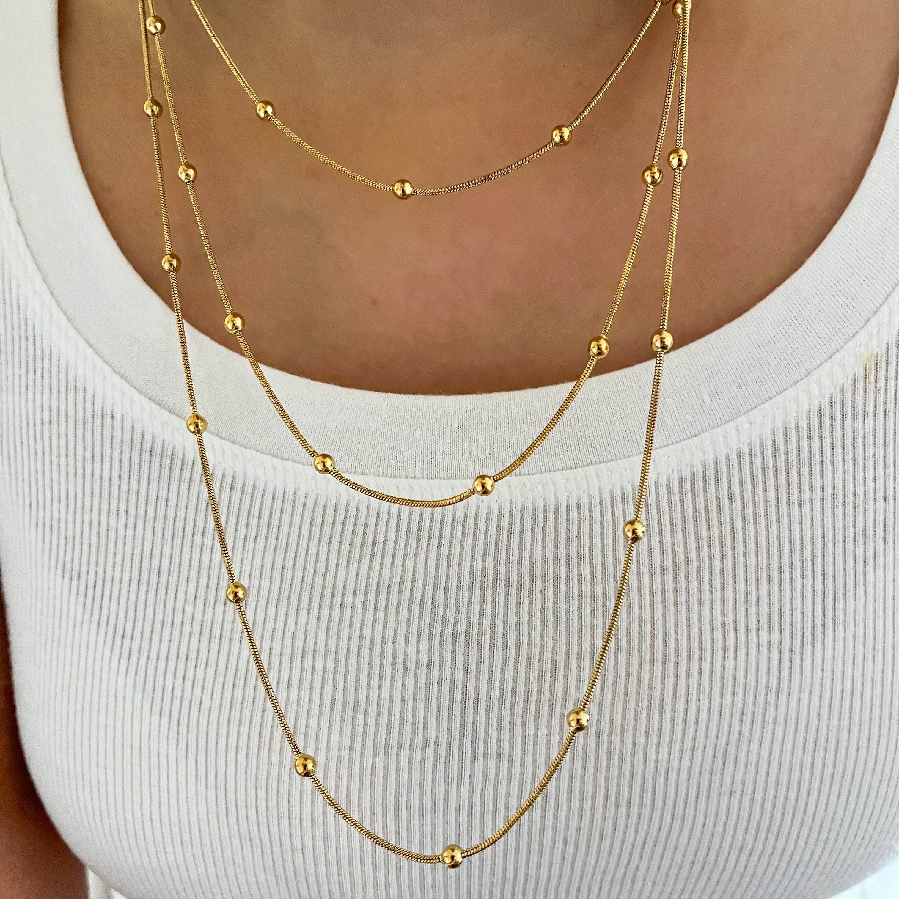 Three Layered Cute Bead Necklace-Elevate your style with our three-layered cute bead necklace. Add charm to any outfit effortlessly. Purchase now for a trendy accessory. 💞-Dazzledvenus