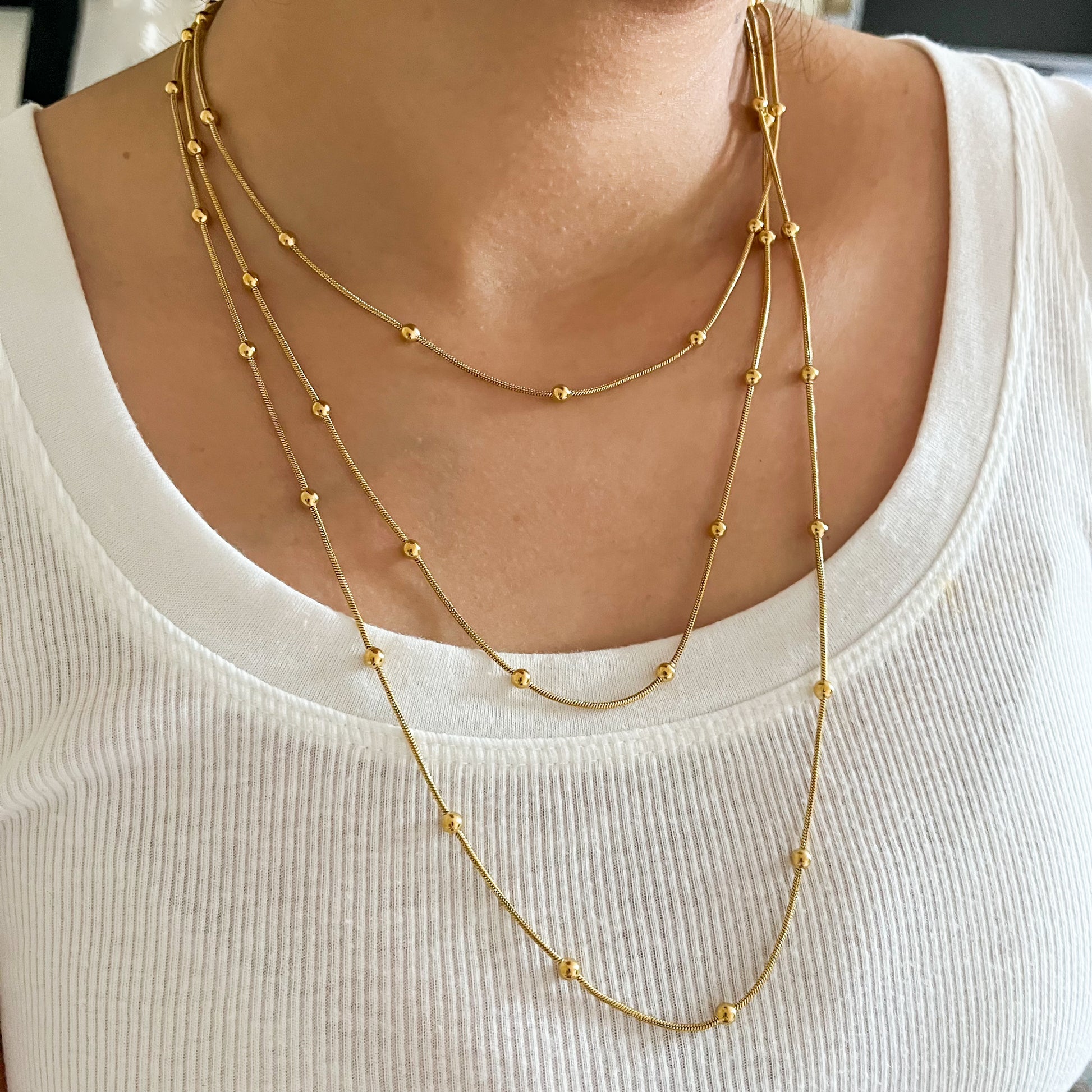 Three Layered Cute Bead Necklace-Elevate your style with our three-layered cute bead necklace. Add charm to any outfit effortlessly. Purchase now for a trendy accessory. 💞-Dazzledvenus