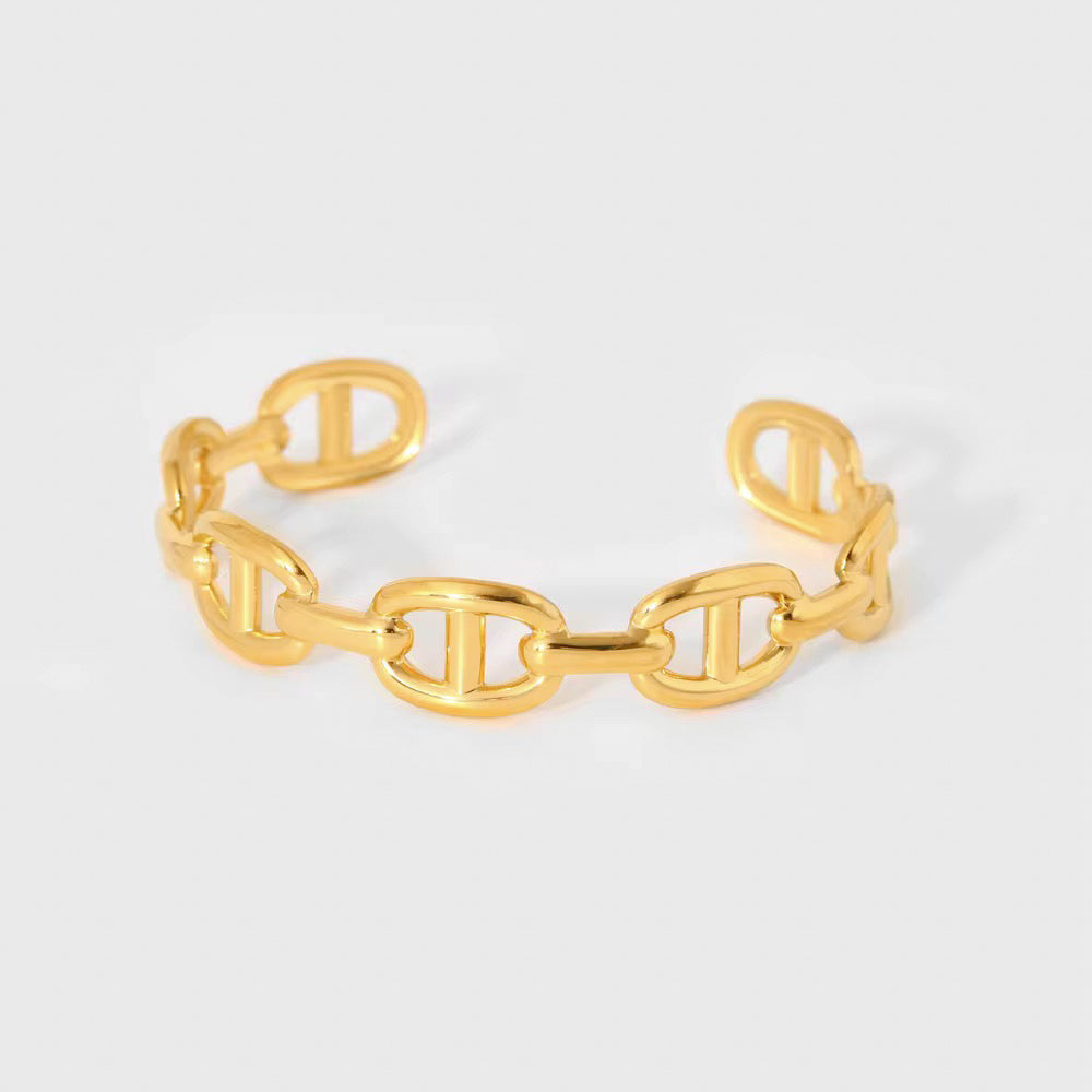 Ovalate Cuff Bangle Bracelet-Dazzledvenus