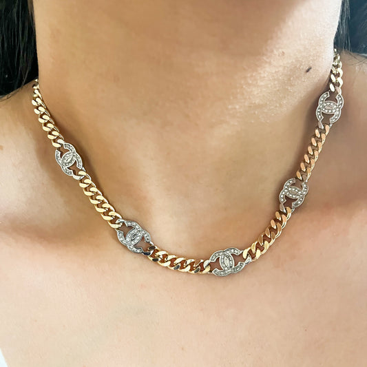 CZ Cuban Chain Choker-Make a luxurious statement with our CZ Cuban Chain Choker. Elevate your style effortlessly with this elegant accessory. Buy now before they are gone. 🎯-Dazzledvenus