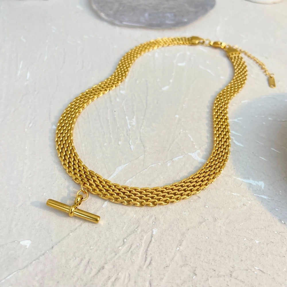 Cascade T-Bar Mesh Necklace-Ready to elevate your look? Shop the latest T-Bar Collar Necklace here. Find the perfect piece to complement your style and make a statement. Start shopping now-Dazzledvenus