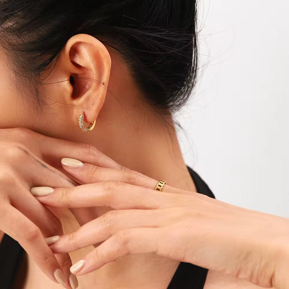 Scarlett Pavè Huggie Earring-Dazzledvenus