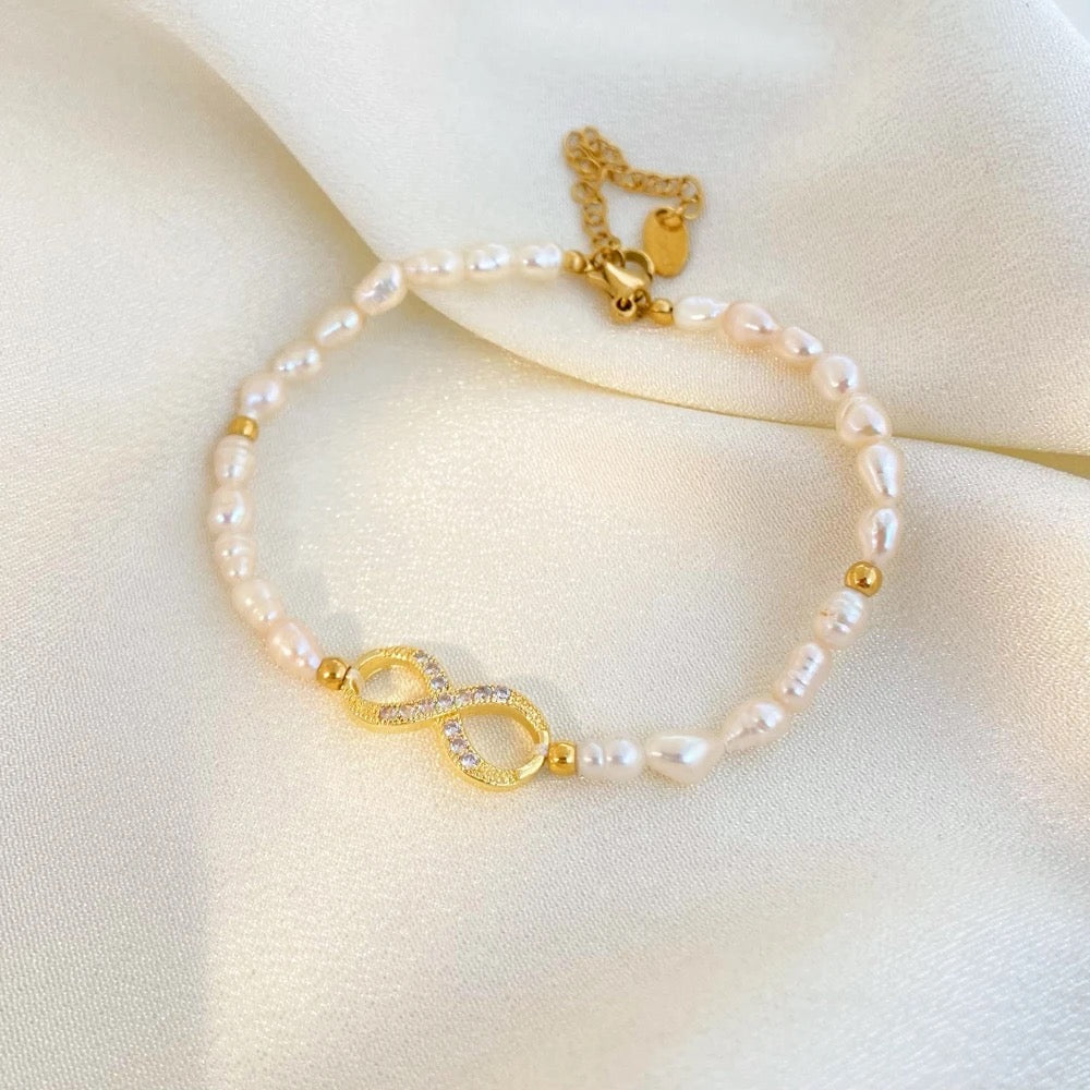 Pearl Infinity Bracelet-Dazzledvenus