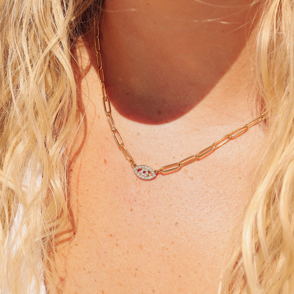 Nazar Evil Eye Necklace-Shop our collection of classic and elegant pearl pendant necklaces online. Elevate your style with timeless sophistication. Purchase yours now!🎯-Dazzledvenus