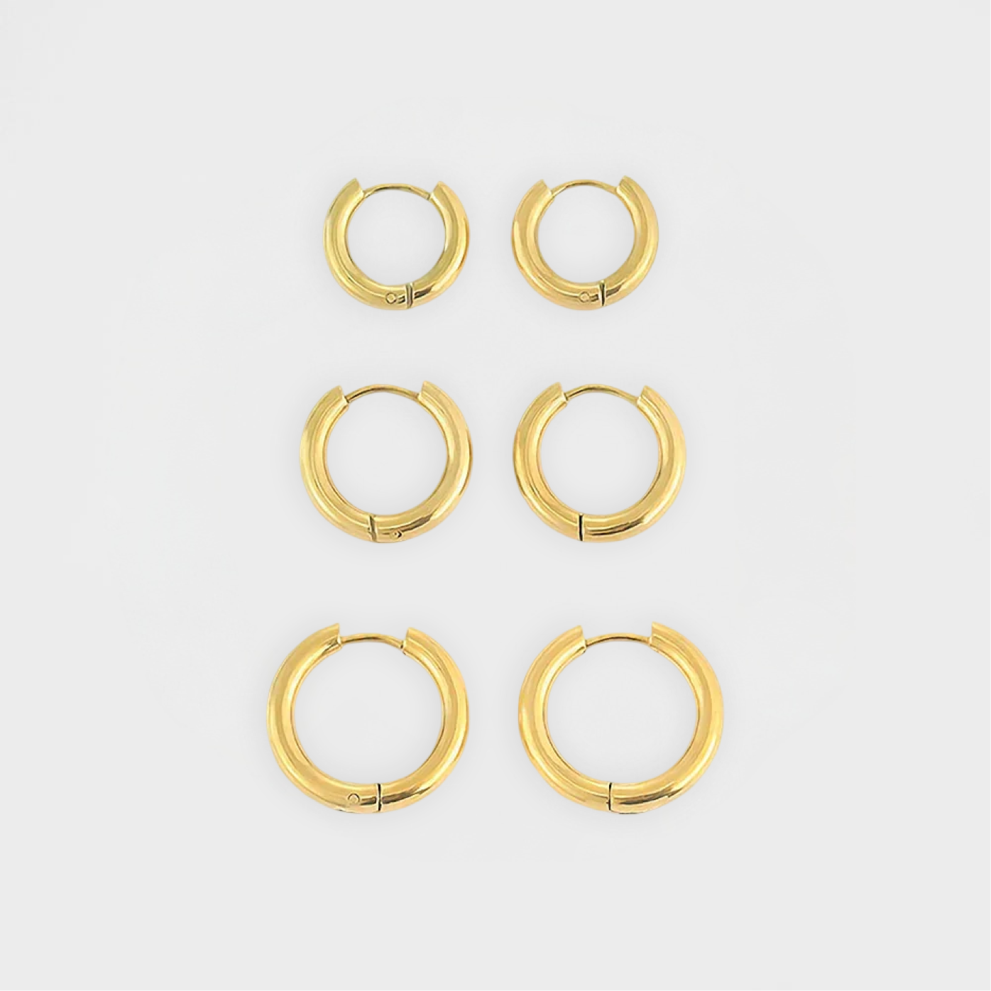 Easy Huggie Hoop Earring Set-Discover elegant 18k yellow gold hoop earrings, perfect for making style statements. Explore our collection for timeless designs that elevate your look! ✨-Dazzledvenus