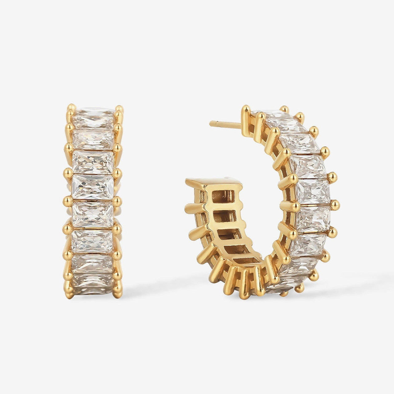 Glimmer Baguette Hoop Earring-Dazzledvenus