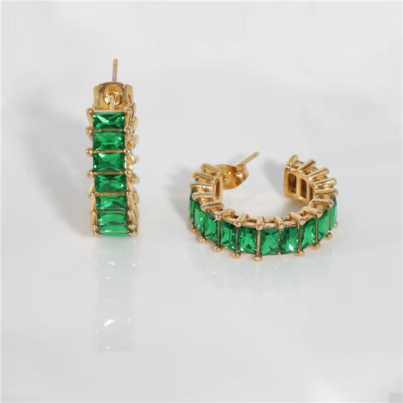 Glimmer Baguette Hoop Earring-Dazzledvenus