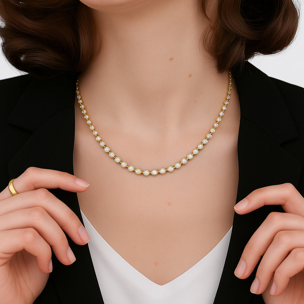 Willow Bezel Tennis Necklace-Express your style and affection with a love choker necklace. Purchase now from our collection, reflecting your unique taste and personality. Shop now! ✨-Dazzledvenus