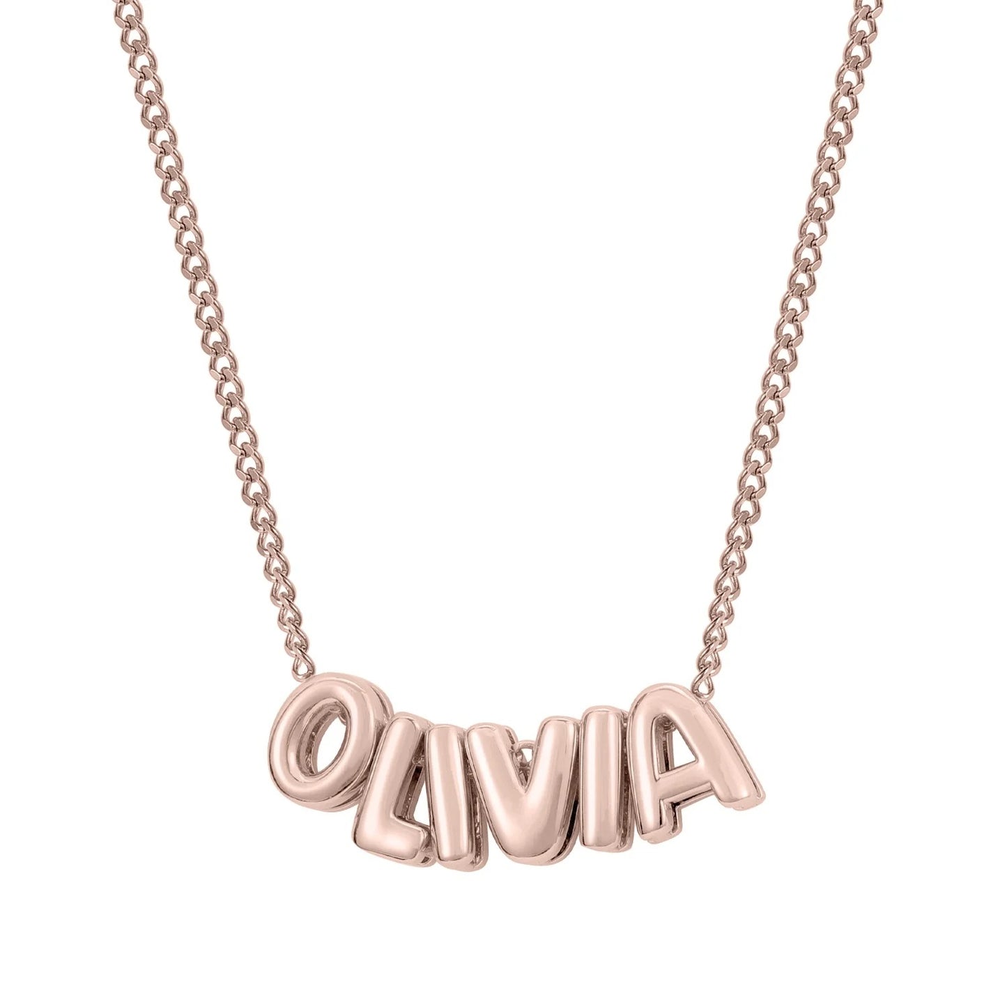 Personalised Bubble Name Necklace-Rose Gold-Elevate your style with a personalized touch! Order your personalised bubble name necklace now to add a unique accessory to your collection. Don't miss out!-Dazzledvenus