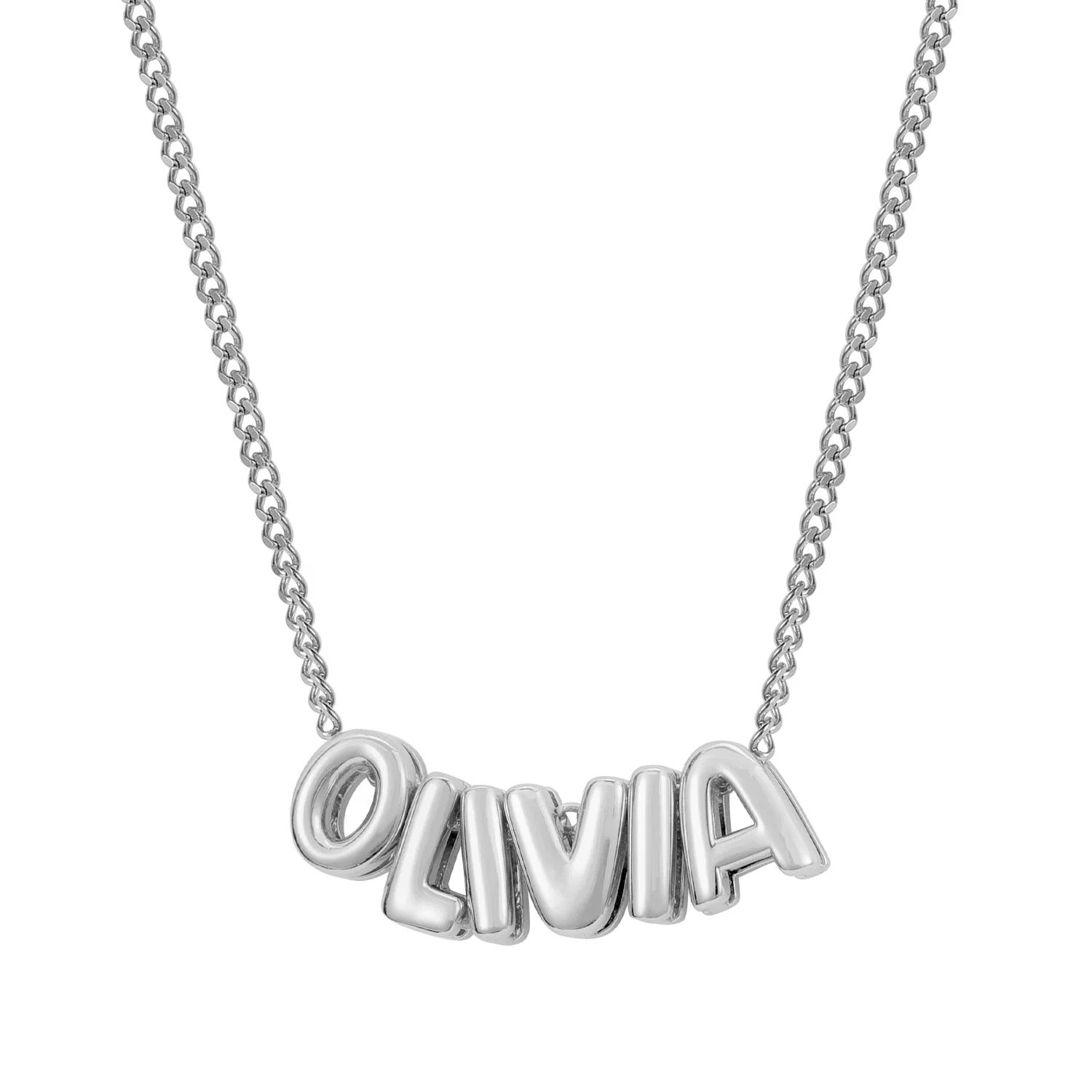 Personalised Bubble Name Necklace-Silver-Elevate your style with a personalized touch! Order your personalised bubble name necklace now to add a unique accessory to your collection. Don't miss out!-Dazzledvenus