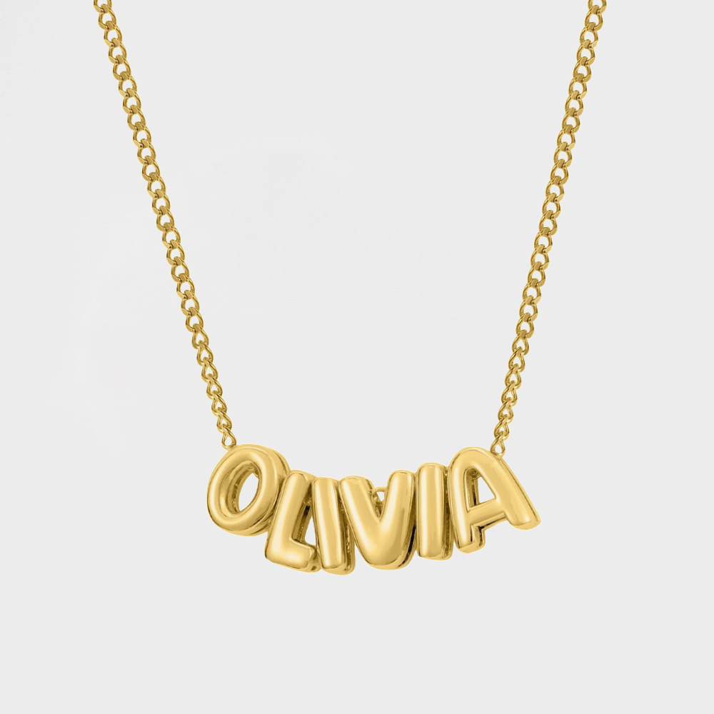 Personalised Bubble Name Necklace-Gold-Elevate your style with a personalized touch! Order your personalised bubble name necklace now to add a unique accessory to your collection. Don't miss out!-Dazzledvenus