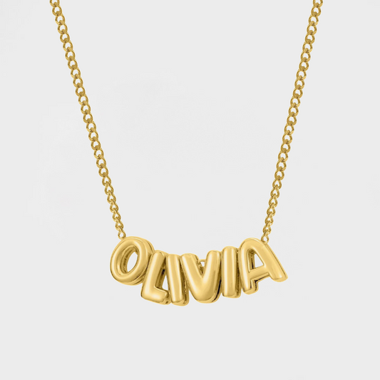 Personalised Bubble Name Necklace-Gold-Elevate your style with a personalized touch! Order your personalised bubble name necklace now to add a unique accessory to your collection. Don't miss out!-Dazzledvenus