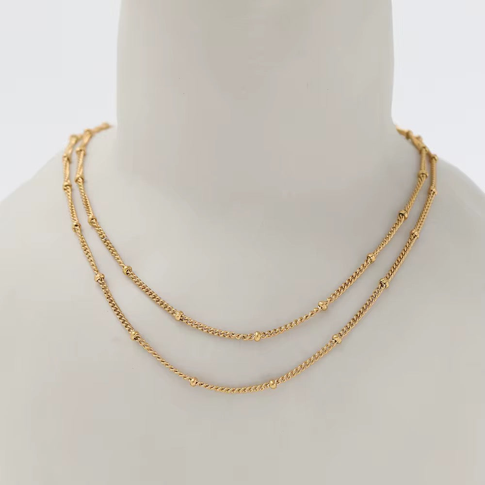 Dotted Satellite Duo Necklace-Explore our elegant Balance Beam T-Bar Chain Necklace collection. Enhance your style with our sophisticated designs. Order now for timeless elegance! 🏆-Dazzledvenus