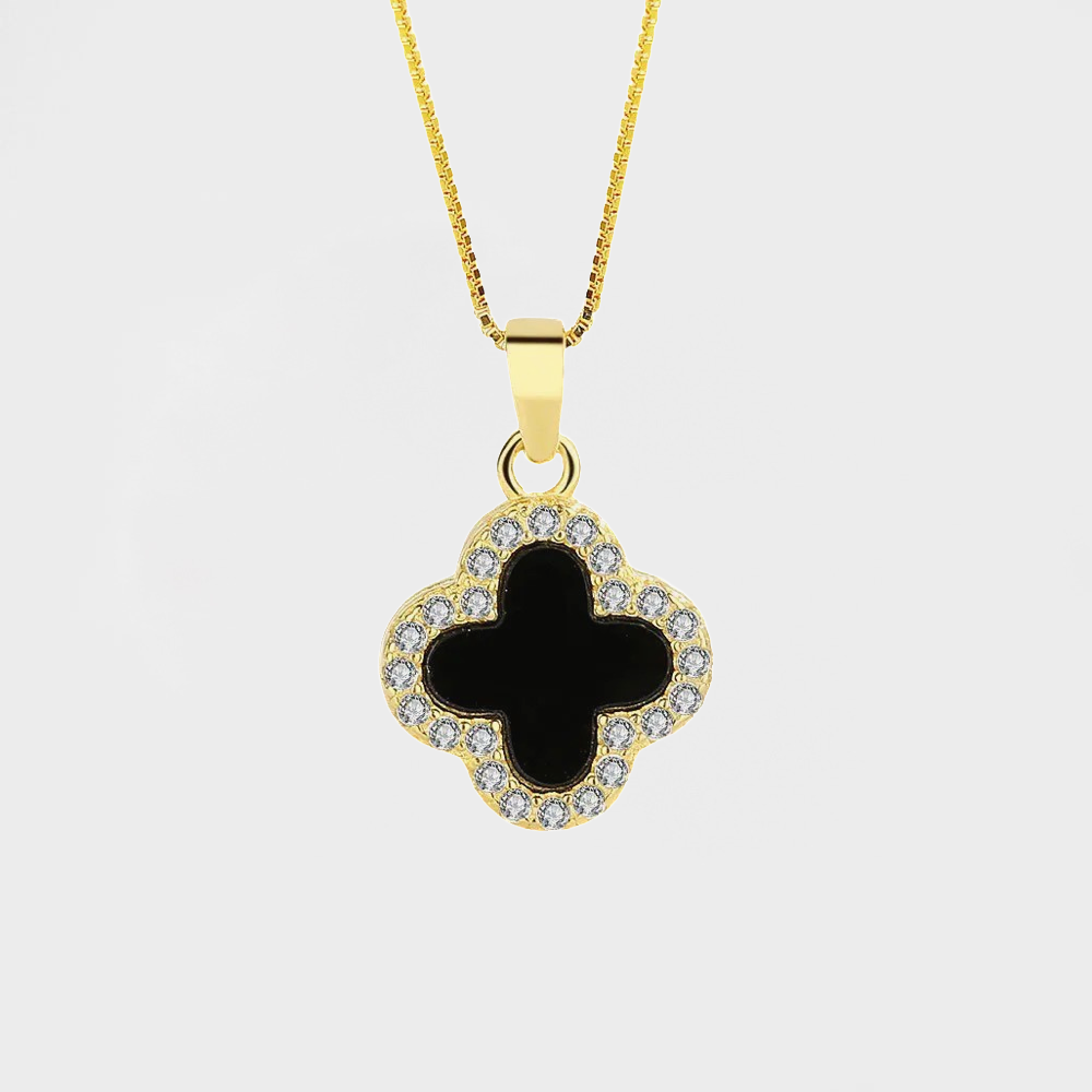 CZ Four Leaf Reversible Clover Necklace-Discover the enchanting CZ Four Leaf Reversible Clover Necklace. Uncover the elegance of this reversible piece, perfect for any occasion. Shop Now!-Dazzledvenus