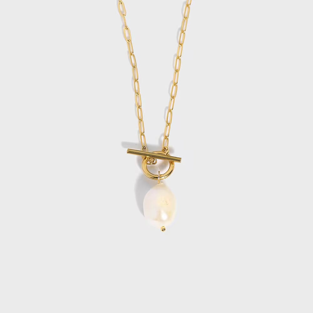T Bar Pearl Necklace-Purchase stylish Twisted Herring Bone Necklace. Explore our online collection for trendy accessories reflecting the charm of the Emerald Isle. Order yours now!-Dazzledvenus