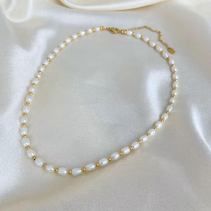 Bali Seed Pearl Necklace-Purchase stylish Twisted Herring Bone Necklace. Explore our online collection for trendy accessories reflecting the charm of the Emerald Isle. Order yours now!-Dazzledvenus