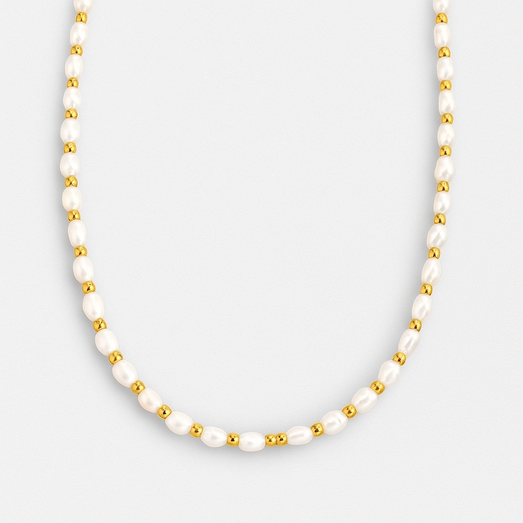 Bali Seed Pearl Necklace-Purchase stylish Twisted Herring Bone Necklace. Explore our online collection for trendy accessories reflecting the charm of the Emerald Isle. Order yours now!-Dazzledvenus