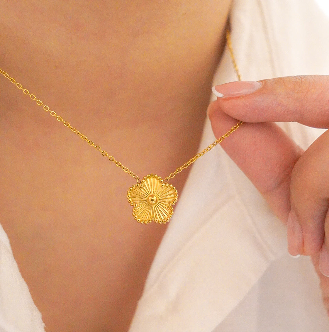 Marie Clover Necklace-Discover the enchanting CZ Four Leaf Reversible Clover Necklace. Uncover the elegance of this reversible piece, perfect for any occasion. Shop Now!-Dazzledvenus