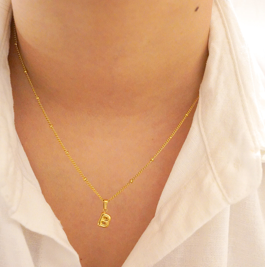 Tiny Bubble Initial Necklace-Personalize your style with our Bubble Pendant Tiny Initial Necklace. Explore our collection for unique, customizable jewelry pieces. Order now. 🏆-Dazzledvenus