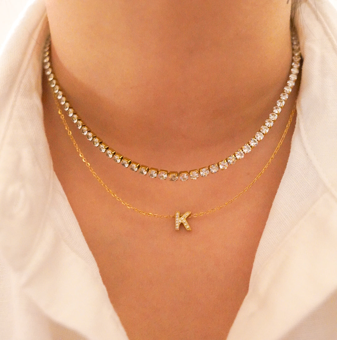 Dazzle Initial Necklace-Dazzledvenus