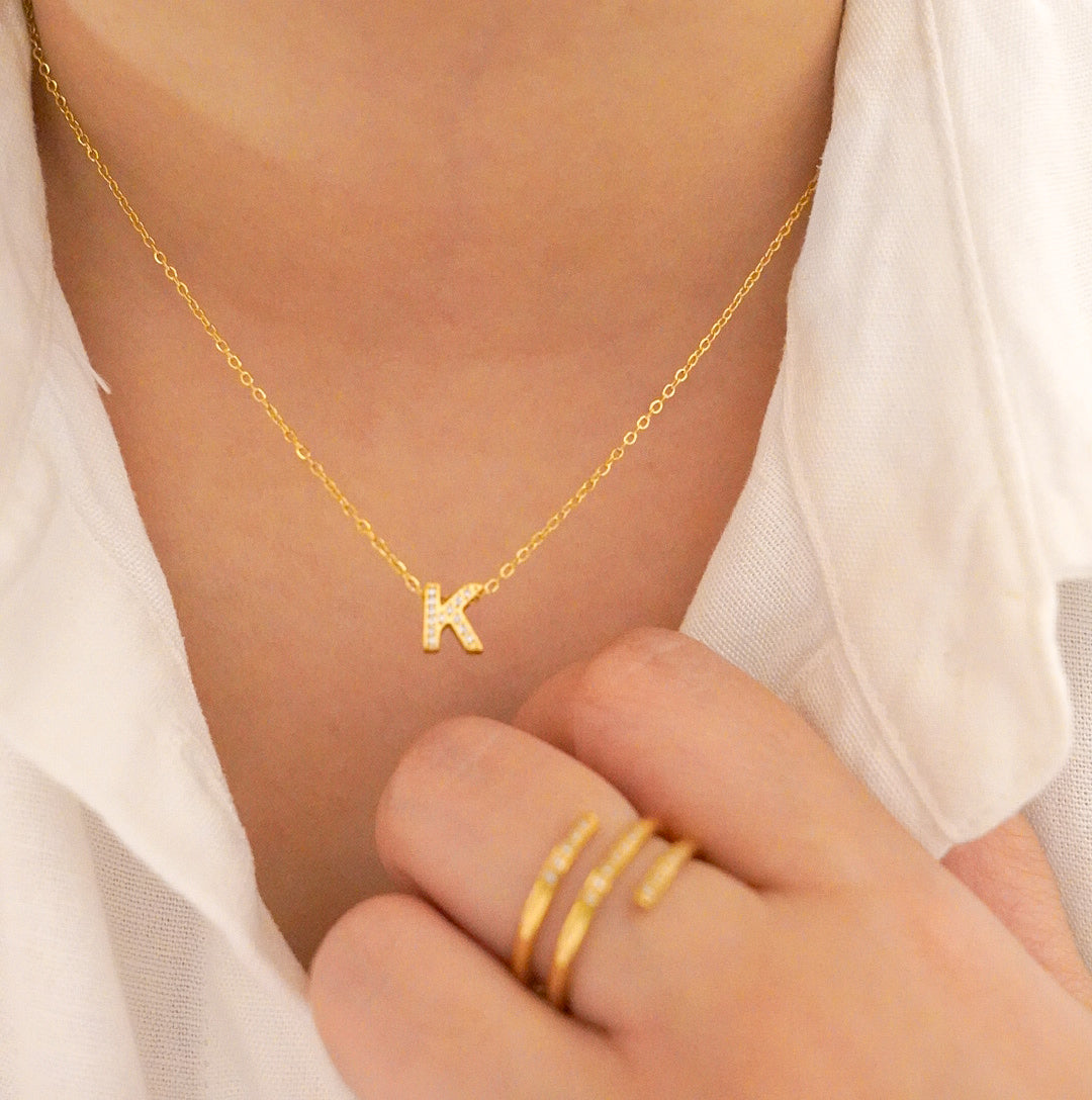 Dazzle Initial Necklace-Dazzledvenus