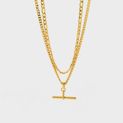 Double Layered T Bar Necklace-Explore our elegant Balance Beam T-Bar Chain Necklace collection. Enhance your style with our sophisticated designs. Order now for timeless elegance! 🏆-Dazzledvenus