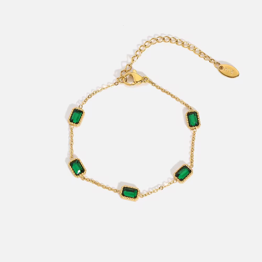 Paper Clips Links Chain Pear & Square Pendant Necklace