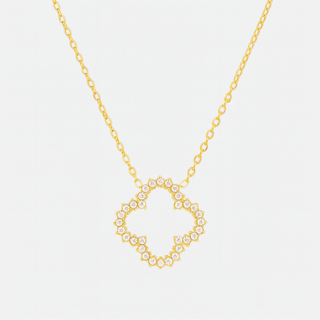 Diamond Cluster Clover Necklace-Shop our collection of classic and elegant pearl pendant necklaces online. Elevate your style with timeless sophistication. Purchase yours now!🎯-Dazzledvenus