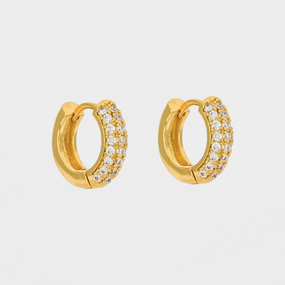 Scarlett Pavè Huggie Hoop Earring--Dazzledvenus