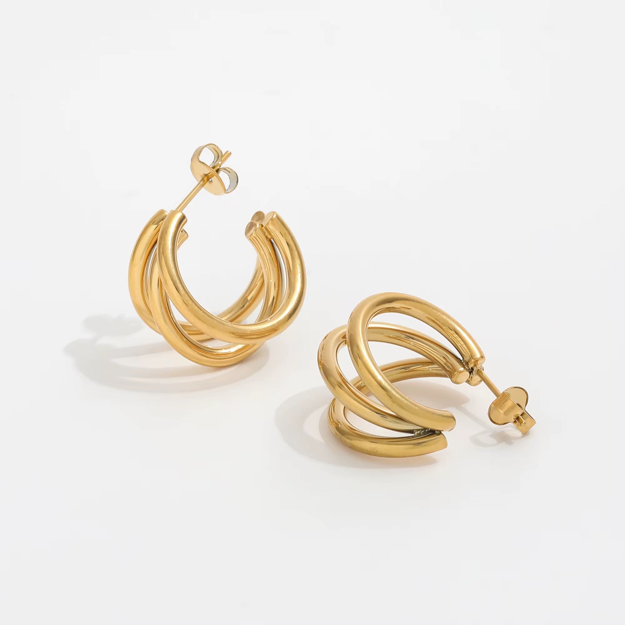 Trilogy Hoop Earring-Discover elegance with our collection of Trilogy Triple Layered Hoop Earrings. Explore exquisite designs crafted to elevate your style. Shop Now!-Dazzledvenus