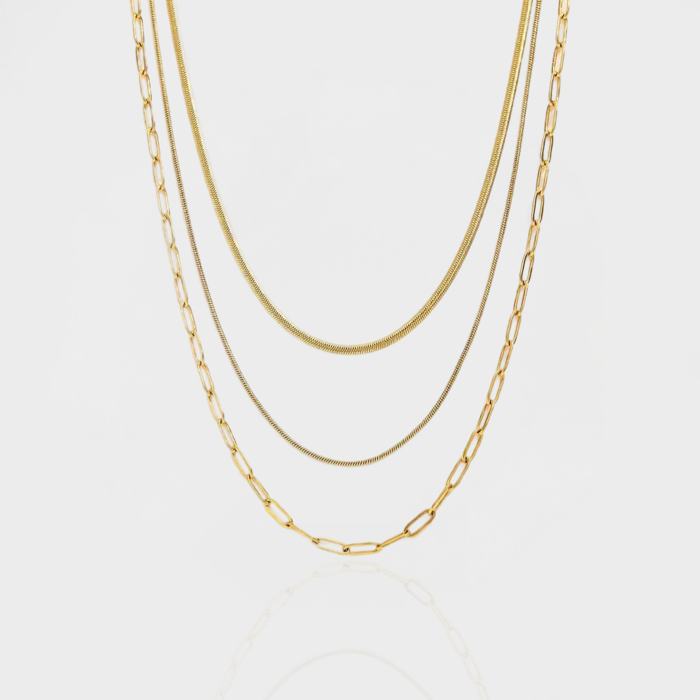 Trinity Layered Necklace-Purchase stylish Twisted Herring Bone Necklace. Explore our online collection for trendy accessories reflecting the charm of the Emerald Isle. Order yours now!-Dazzledvenus