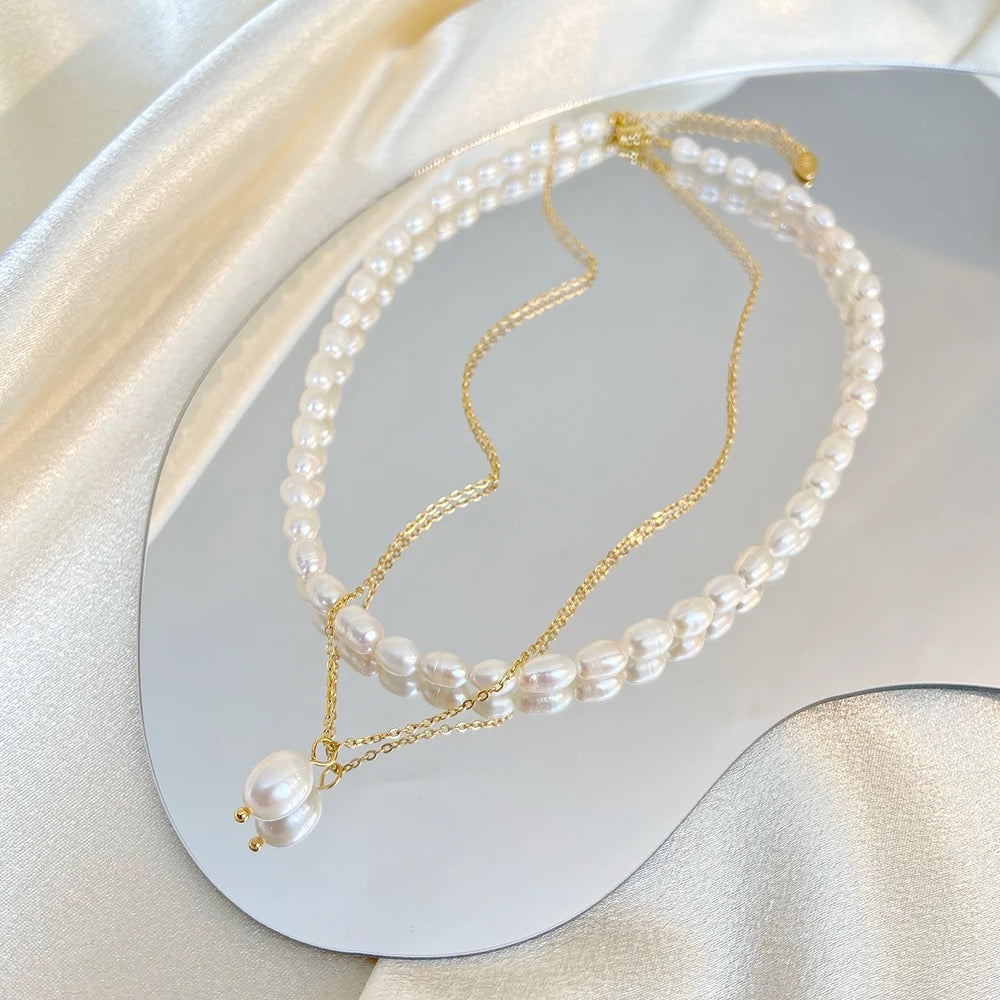 Ophelia Multilayered Pearl Necklace-Purchase authentic Pearl Double Layer Necklace. Embrace timeless elegance with our exquisite collection. Shop now our exquisite collection today!💥-Dazzledvenus