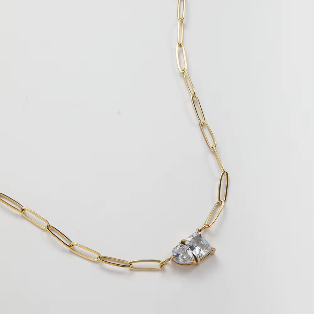 Pear & Square Necklace-Dazzledvenus